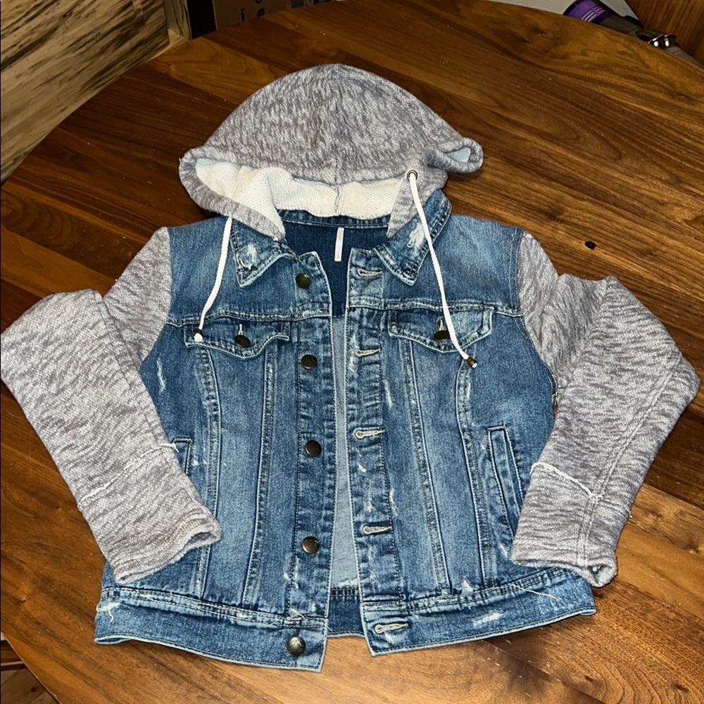 Free People Jean Jacket with Removable Hood Size Small